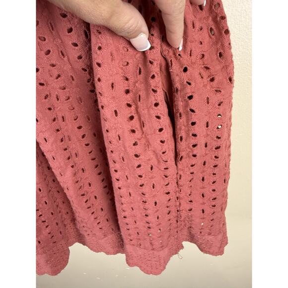 Mustard Seed Rust Eyelet Romper Dress Women’s S Terracotta Ruffle Boho Playsuit - Picture 6 of 16